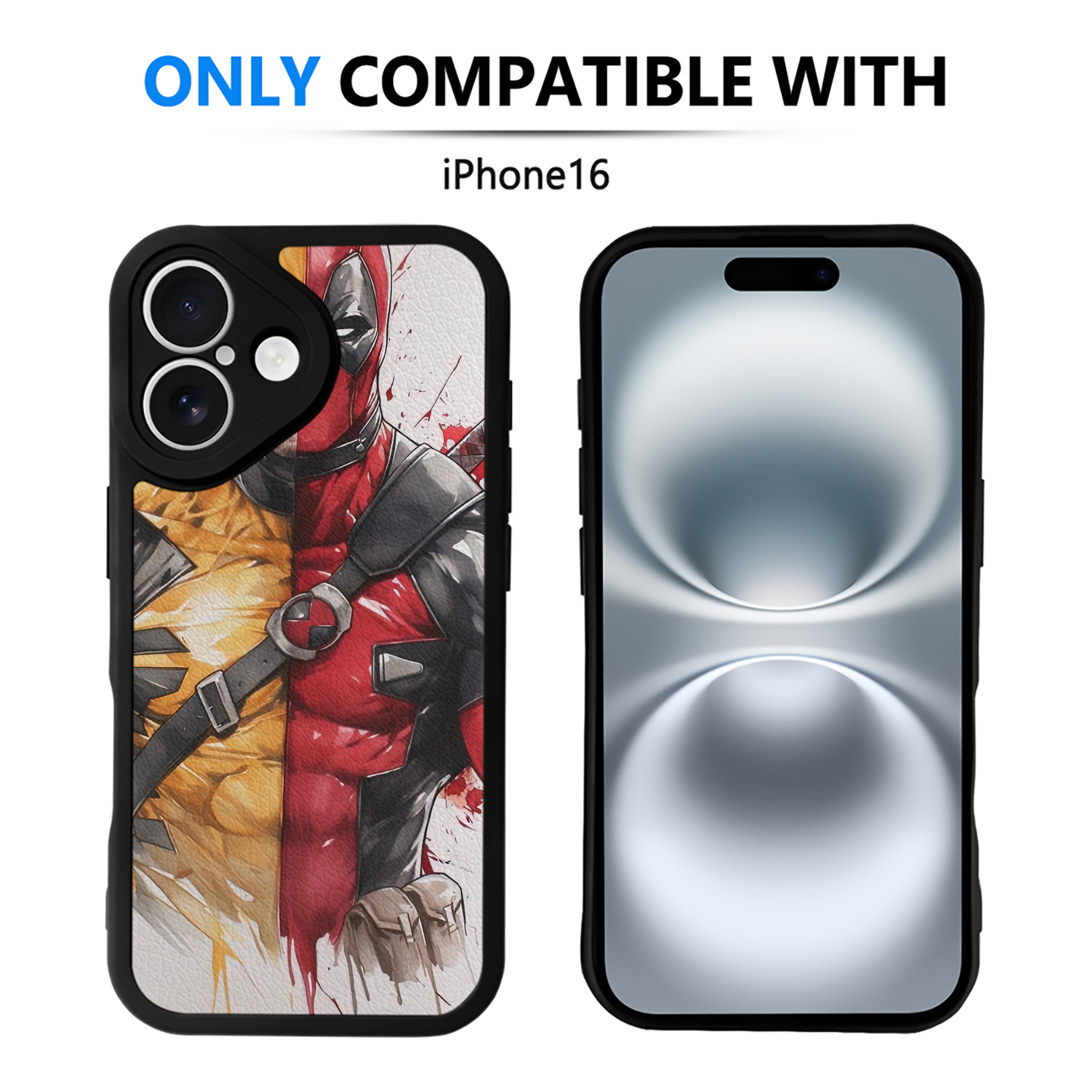 （画像用） Deadpool デッドプール 【iPhone 16シリーズ対応】シリコンスマホケース（レザー調） 材質：シリコン